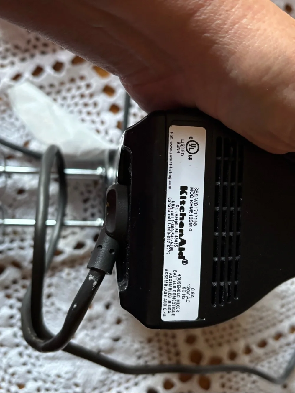 KitchenAid Matte Black Hand Mixer with Stainless Accents